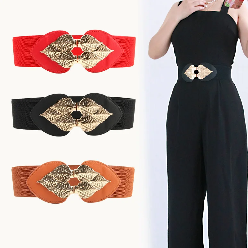 

6cm Width Women Stretchy Wide Belts Casual Black Waistband Elastic Cummerbunds for Ladies Dresses Elegant Female Belts