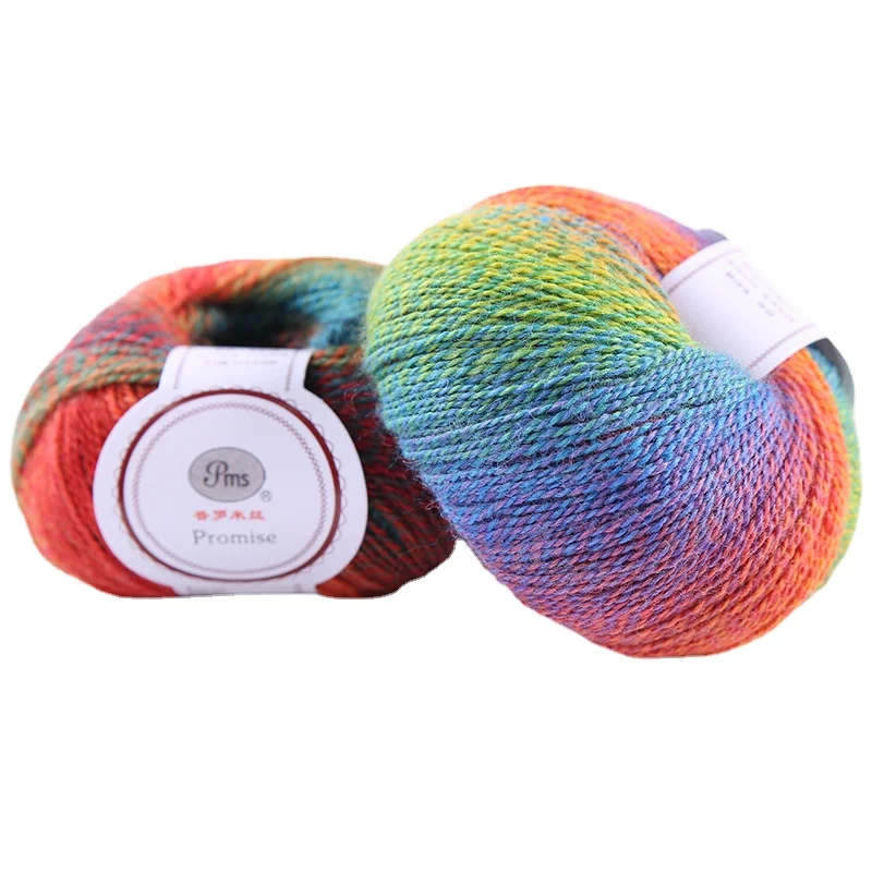 

50g Rainbow Line Gradient Color Medium Fine Lady Shawl Section Dyeing Line Color Scarf Cloak Coat Crochet Line Wool Line