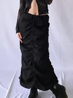 harajuku drawstring cargo skirts women skirts y2k shirring aesthetic ankle length skirt vintage streetwear fashion solid skirts
