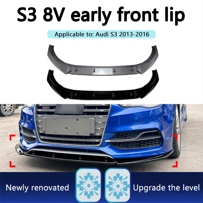 Фото Подходит для Audi A3 S3 8V 2013-2016, передний бампер, передняя лопата, передняя губа, угол, объемная наклейка автомобиля, модификация, детали №1