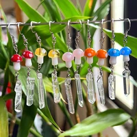 boho jewelry mushroom earrings korean fashion cartoon aesthetic geometric crystal stone earrings for women accessories rainbow
