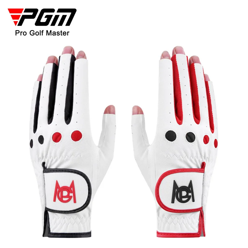 

PGM 1 Pair Golf Gloves for Women PU Leather Gloves for Golf Fingerless Breathable Mitt Golf Accessories for Female