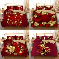 3d rose flowers duvet cover with pillowcase 23pcs for kids adult luxury bedding set bedroom dorm decor bed sets