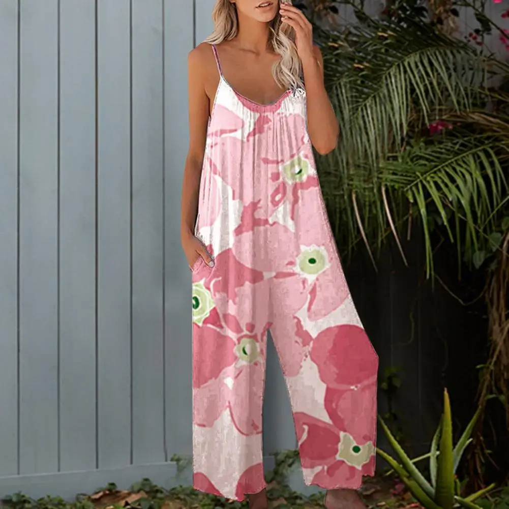 

Sexy Overalls Sleeveless Ladies Suspenders Spaghetti Straps Wide Leg Jumpsuit Boho Jumpsuit Beachwear