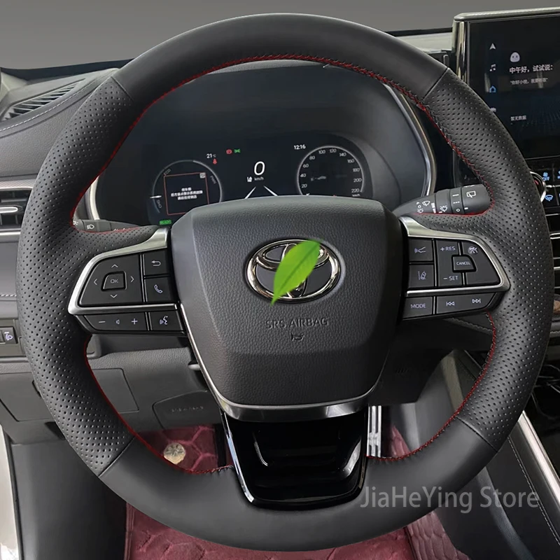 

Для Toyota 2022 Highlander Crown Crownkluger Новинка Saina прошитая вручную дышащая перфорированная черная кожаная оплетка рулевого колеса