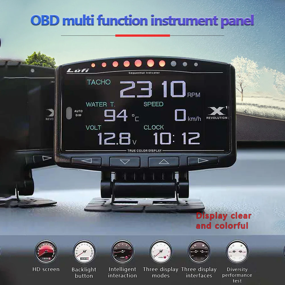 

1PCS Car HUD OBD LCD Instrument Head-up Display Speed Water Temperature Turbo Pressure Indicator High Quality