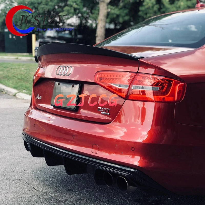

Декорированный спойлер для Audi A4 B8.5 4 Двери Седан 2013- 2016 в гонконгском стиле, декорированный спойлер из углеродного волокна для заднего крыша