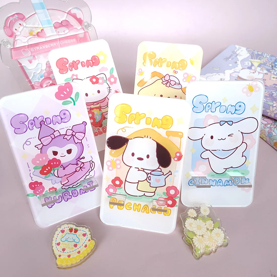 

Милый держатель для телефона Sanrio Hellokittys Cinnamoroll Kuromi Mymelody мультяшный держатель для планшета из акриловой смолы