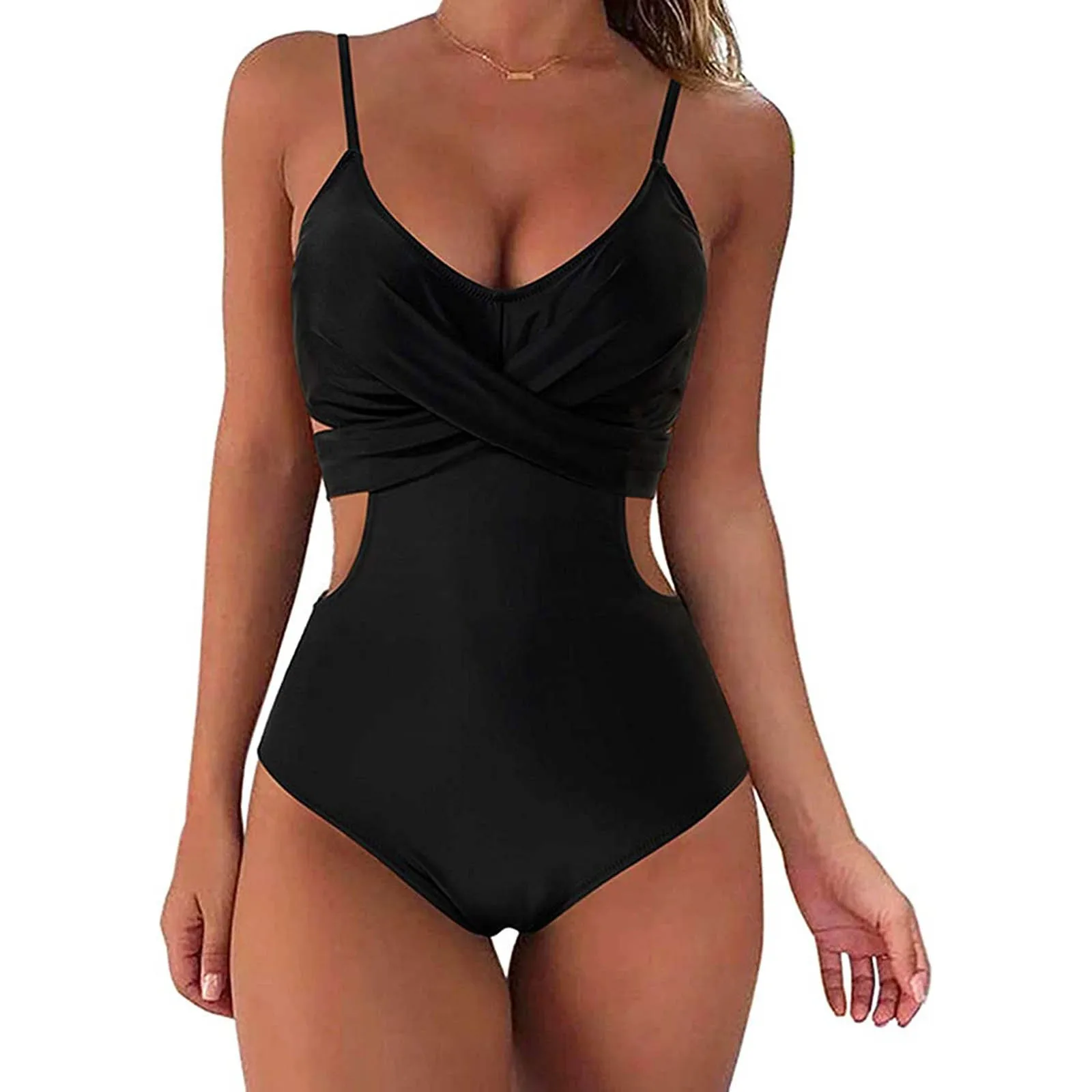 

Summer Sexy One Piece Cut Out Swimwear Women Solid Push Up Swimsuit Bodysuit Female Srting Bathing Suit Pool Beachwear Momokini