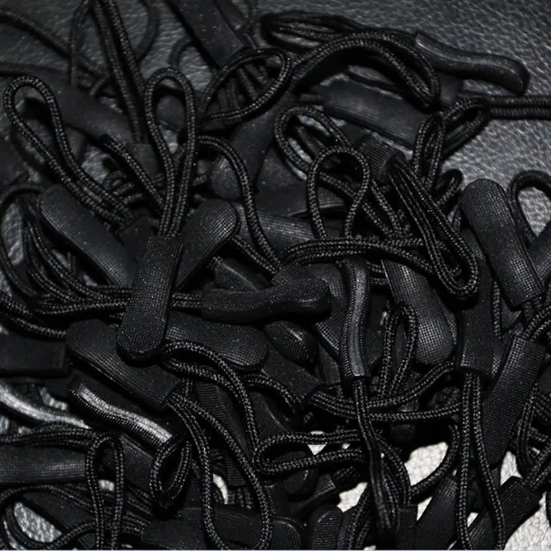 

5Pcs Black Plastic Zipper Pulls Cord Rope Ends Lock Zip Clip Buckle For Clothing Accessories