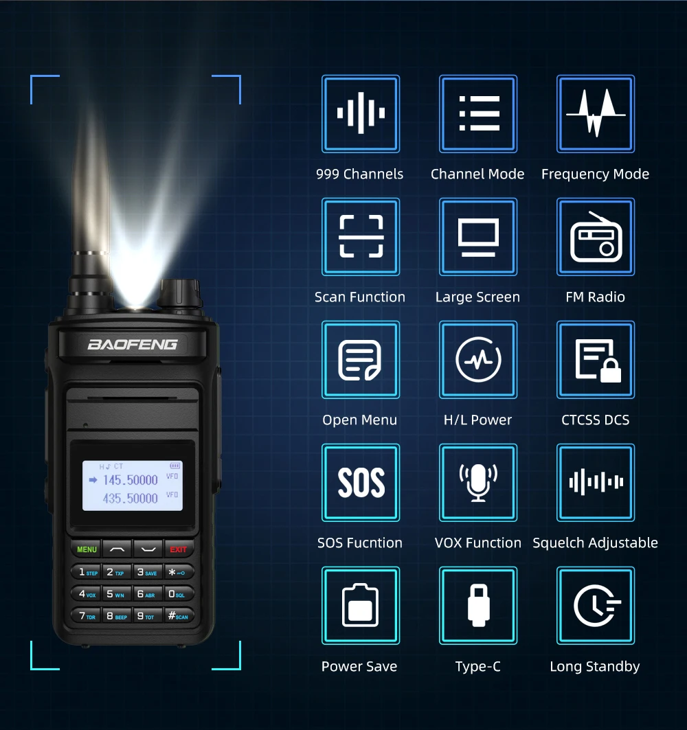Ceny 2022 Baofeng UV-999 ProMax 10W Daleki Zasięg Walkie Talkie Dwuzakresowy Przenośny CB Ham Radia Nadajnik FM Dwukierunkowe Radio UV5R UV13