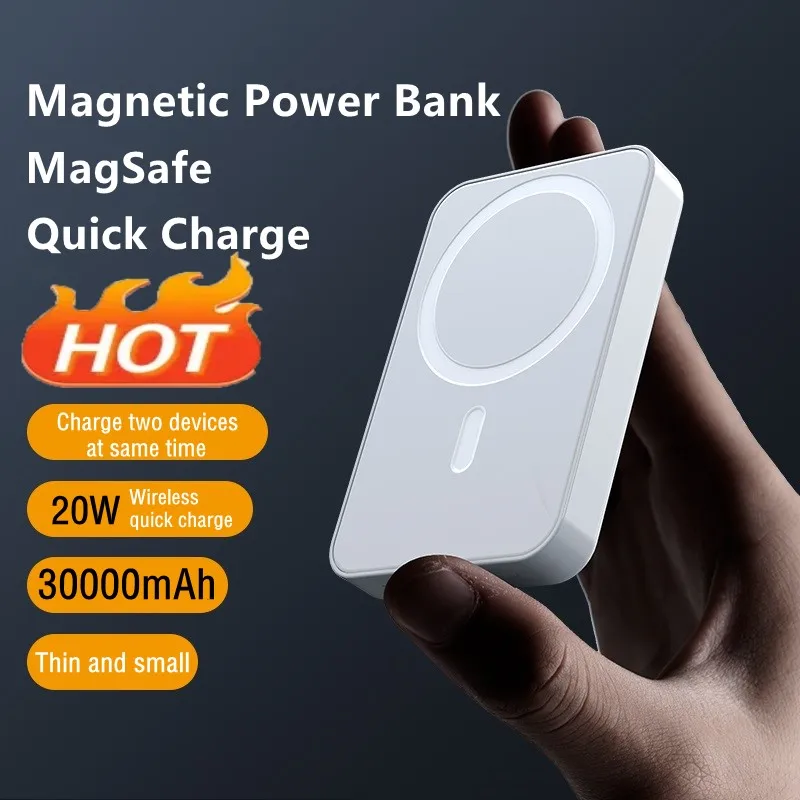 

Магнитный внешний аккумулятор высокой емкости, 30000 мАч, беспроводная быстрая зарядка, портативный аккумулятор для Xiaomi, Samsung, Huawei, iPhone 12, 13