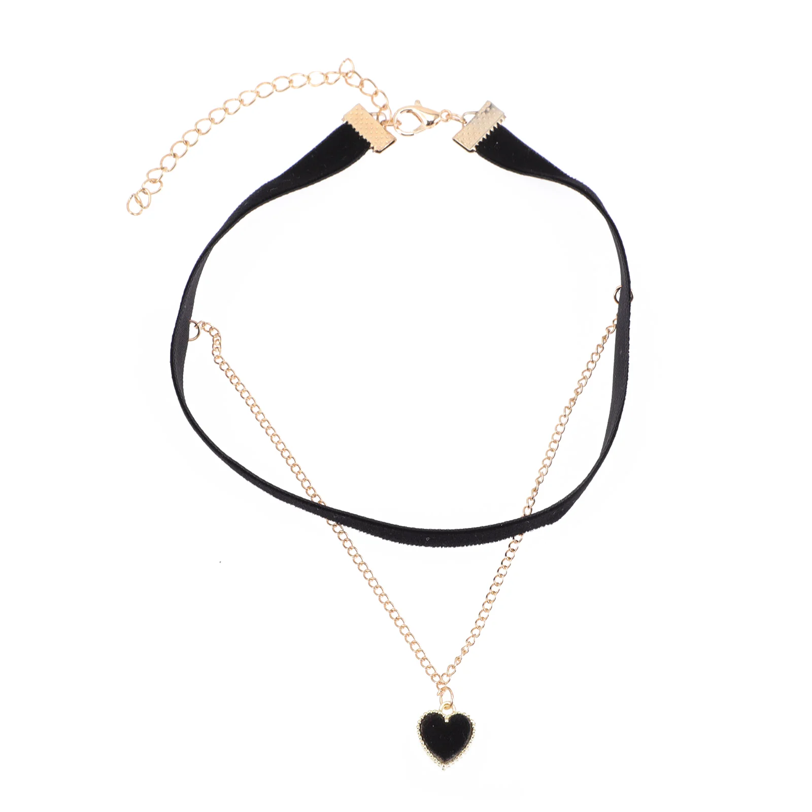

Choker Necklace Lace Gothic Collar Punk Black Silk Maid Heart Anime White Ribbon Velour Women Girl Neck Chain Clavicle Accessory