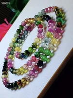 natural colorful tourmaline 3 laps bracelet 5 8mm candy clear round beads women crystal rainbow tourmaline aaaaaa