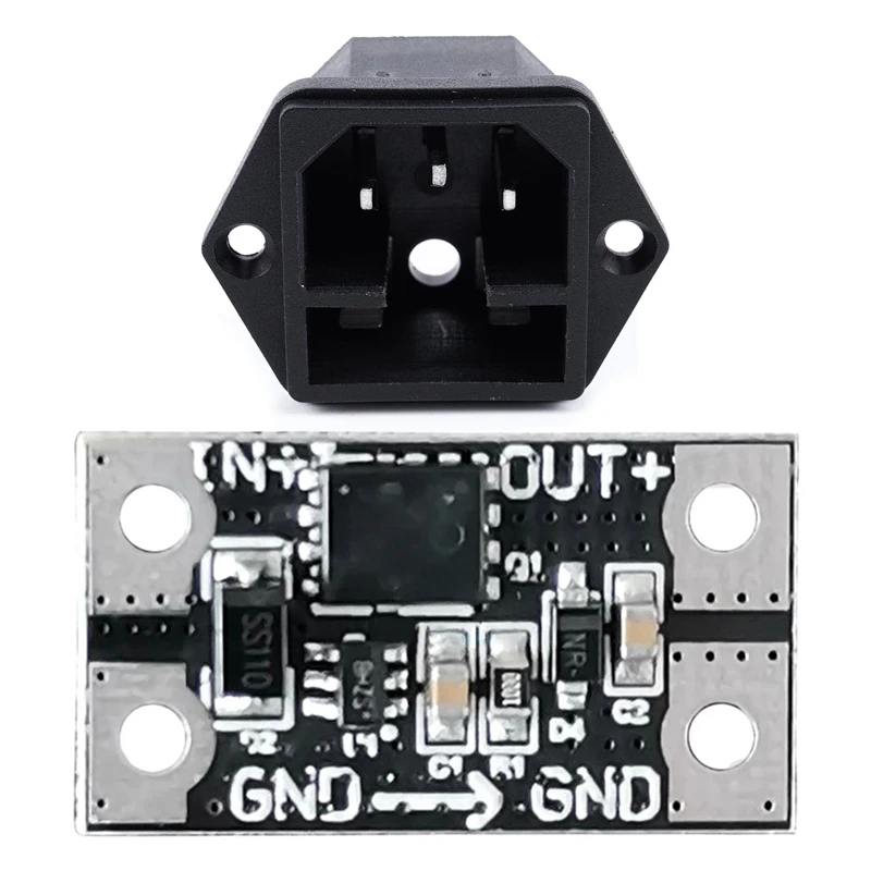 

2IEC 320 C14 Male Type Plug Screw Panel Connector W Fuse Holder With Solar Energy Anti Backflow Board