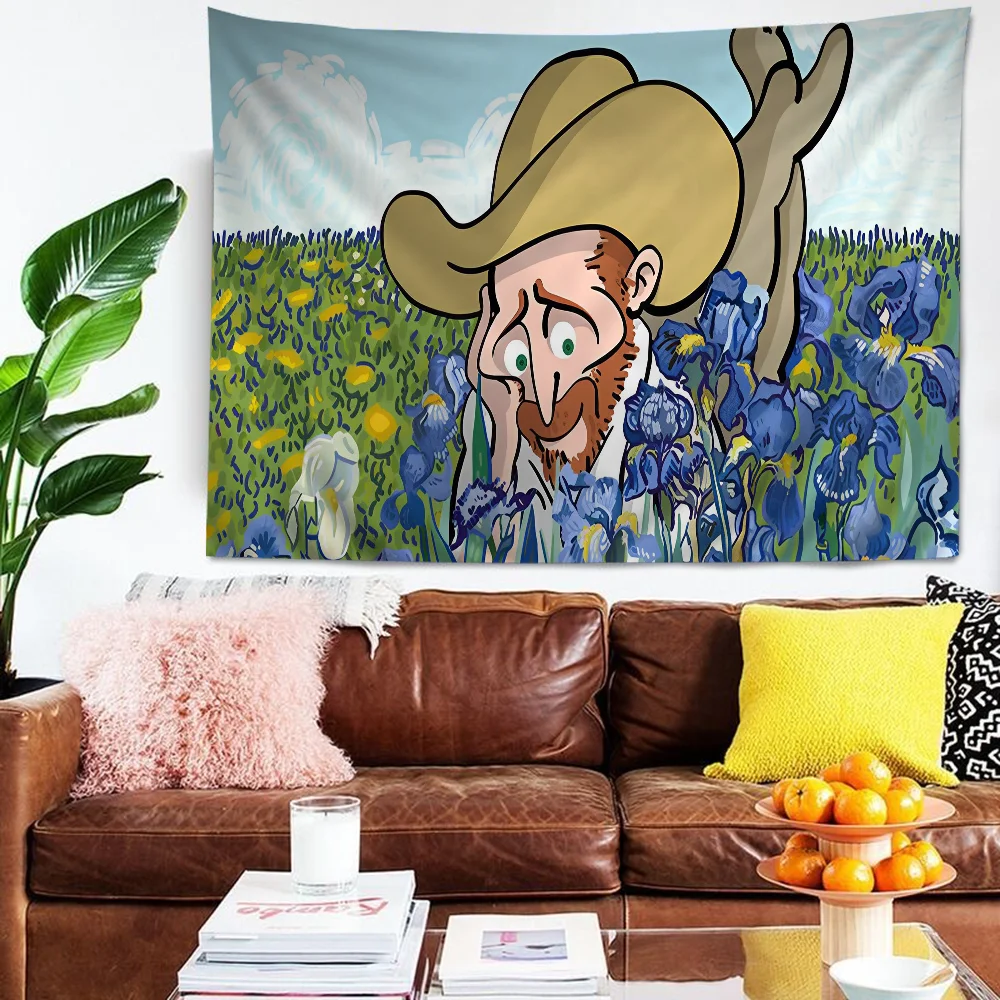 Cartoon Van Gogh Anime Tapestry Cheap Hippie Wall Hanging Bohemian Tapestries Mandala Home Decor
