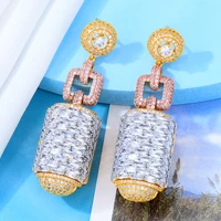soramoore luxury rhinestones cylinder pendant earring for women original boucle doreille femme 2022 full austrian crystal