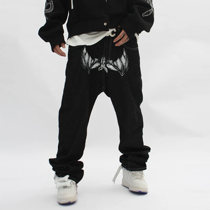 Spring Print Baggy Trousers Jeans Men Fashion Clothes Y2k Jeans Hip Hop Vintage Streetwear Men's Harajuku Denim Wide Pants Women