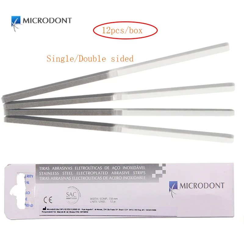 

Dental Finishing&Polishing Strips Disc MICRODONT Stainless Steel Aluminized Polished Strip (single&Double side) 4mm 12Pcs/Box