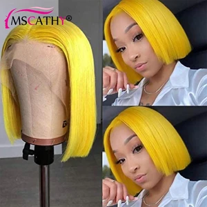 Product is Used For Price Difference Yellow Bob wig 13x4 Front 14 inches 180%