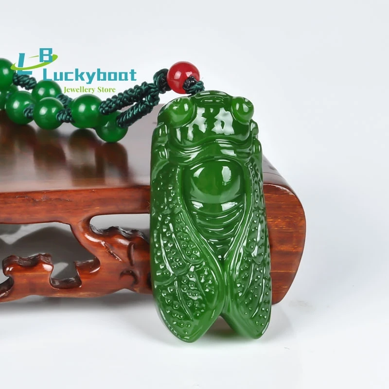 

Natural Hetian Jade Jasper Emerald Cicada Necklace Pendant Men's and Women's Pendant Jewelry