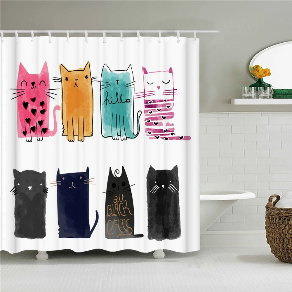 Забавные шторы для ванной с животными водонепроницаемая тканевая занавеска душа