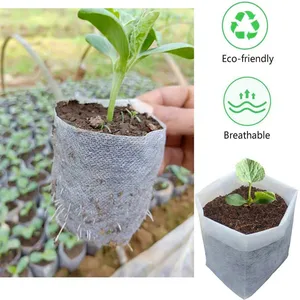 100pcs Biodegradable Nonwoven Fabric Nursery Plant Grow Bags Seedling Growing Planter Planting Pots 
