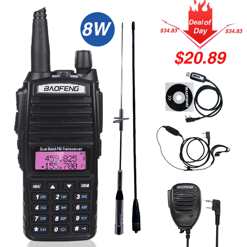 Real 8W Baofeng UV-82 Walkie Talkie 10km uv 82 Two Way Radio UV82  VHF UHF Dual Band Transceiver Hunting Portable CB Ham Radio
