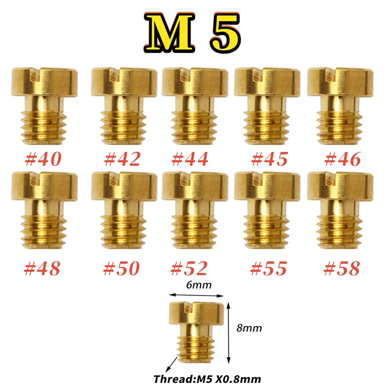 Упаковка из 10 шт. основная струя карбюратора M4 M5 с резьбой 5 мм 6 мм для DellOrto BGM Motoforce, форсунка карбюратора, размер 40-205