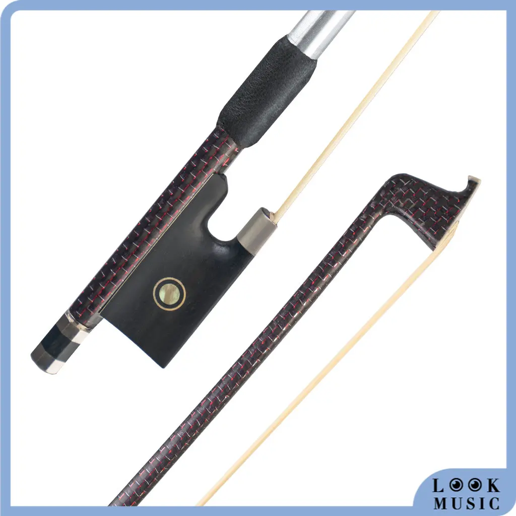 

LOOK Lightweight Fiddle Archer Fiddle Bow 4/4 Size Violin Bow Red Silk Braided Carbon Fiber Violin Bow Ebony Frog Fast Response