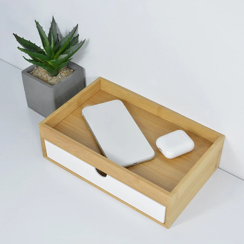 

Natural Bamboo Wood Storage Box Separate Grid Makeup Box Dressing Table Jewelry Organizer Drawer Type Cosmetic Containers