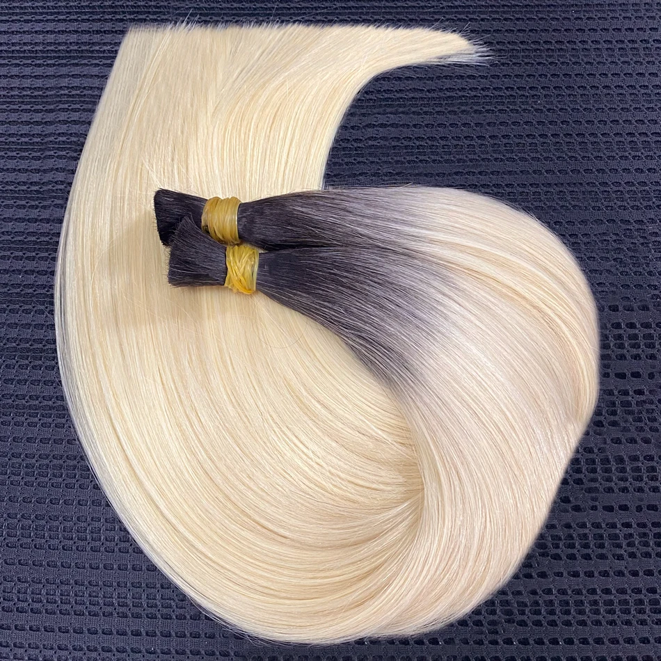 Фото Maxhair Straight 1b613 Светлые человеческие волосы 100% наращивание человеческих волос Необработанные волосы без утка для плетения Бразильские волосы Remy 30 дюймов №1