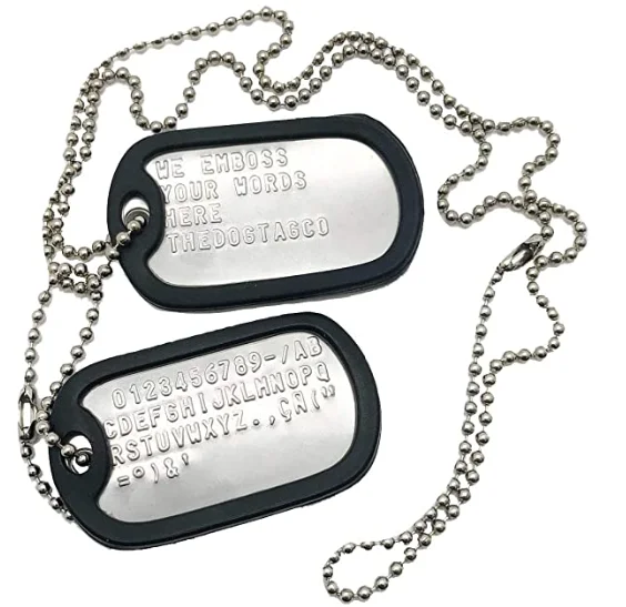 Stainless Steel The Dog Tag Military Set of 2 Personalised Necklaces Army Style with Ball Chain Silencers Custom Make Necklaces