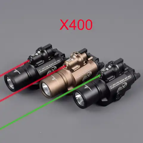 Тактический полноразмерный фонарь SF X400, светодиодный светильник для оружия, пистолета, лазерный прицел, подходит для Глок для страйкбола 17 ...