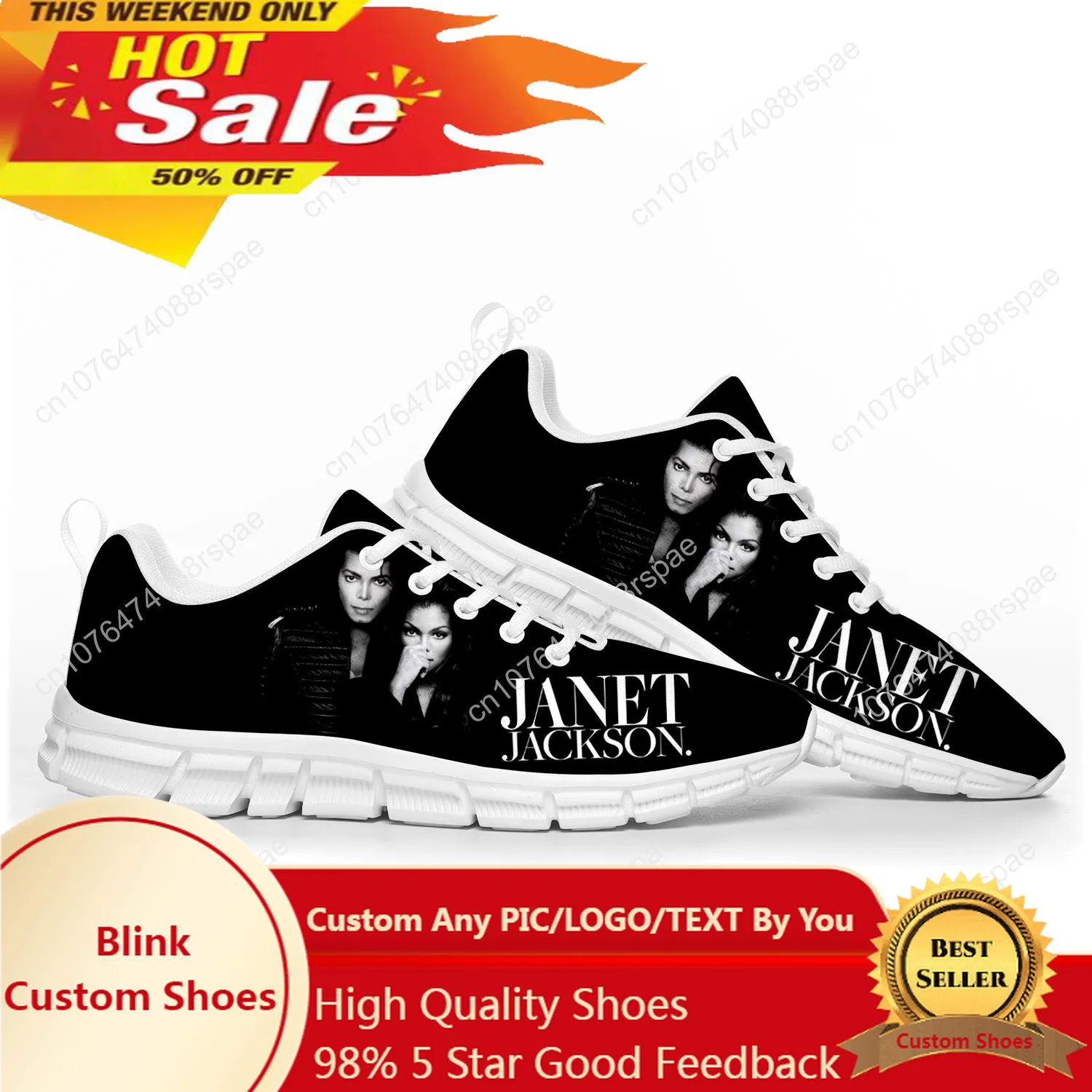 

Спортивная обувь Janet Jackson Singer Pop, мужские, женские, подростковые, детские кроссовки, повседневные, под заказ, Высококачественная Белая обувь для пар