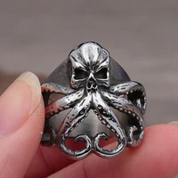 goth black octopus skull stainless steel ring rock punk rings fashion women jewelry personalized gift for men size 7 to size 16