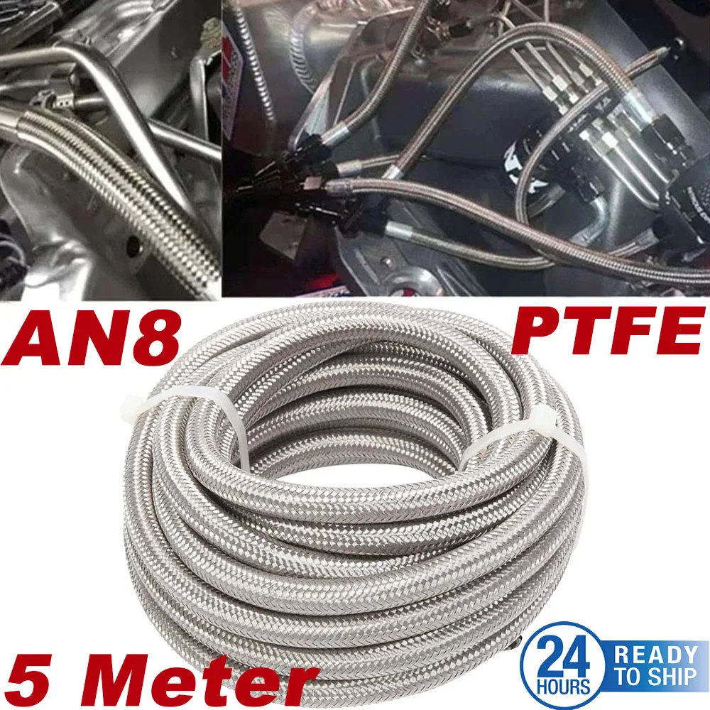 

Brand New High Quality Length 5M AN8 Racing Hose 304 Stainless Steel Braided PTFE Brake Hose Fuel Oil Line Oil Cooler Hose Pipe