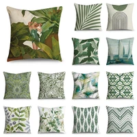 wzh green pattern geometric cushion cover pillowcase sofa cushions decorative polyester home decor pillow cases 45cm45cm