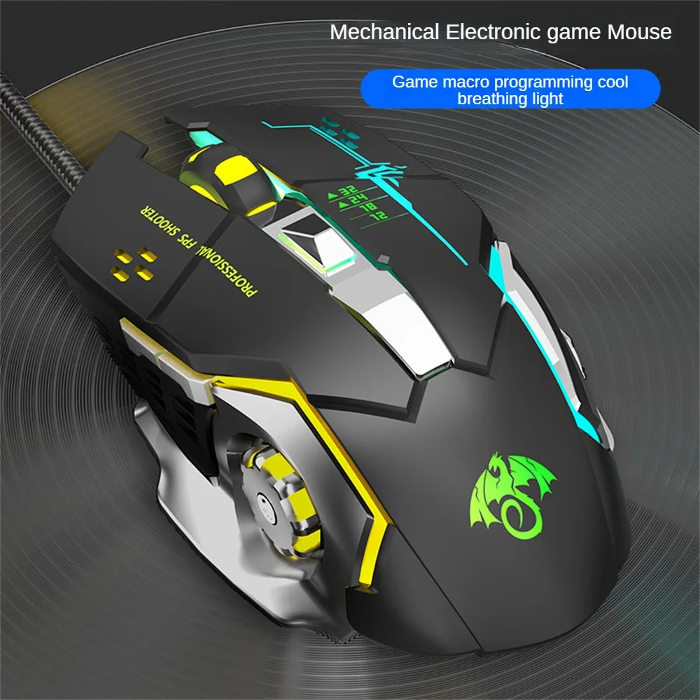 

Ergonomic Programming Gaming Mice Silent Click 7-color Breath Light Esports Game Mouse X6 Stable Bottom Plate Wired Mouse