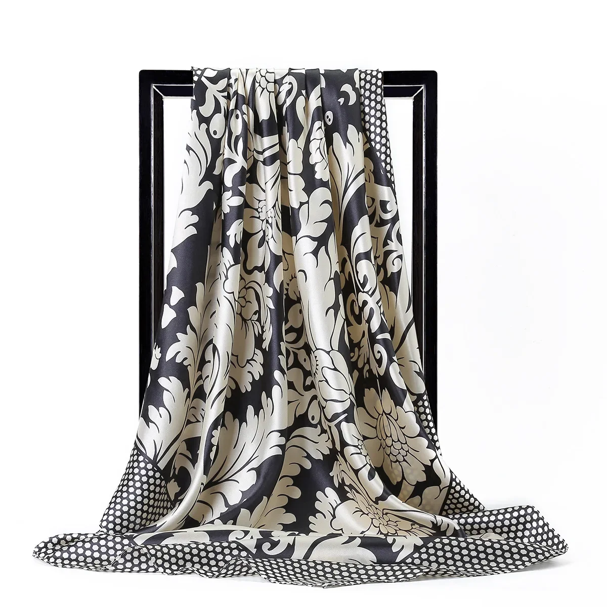 Большой розовый квадратный шелковый шарф платок для женщин женский атласный