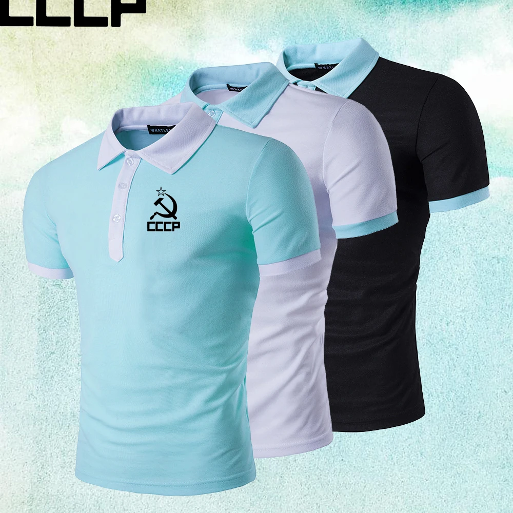 

Мужская Повседневная футболка-поло с коротким рукавом и принтом