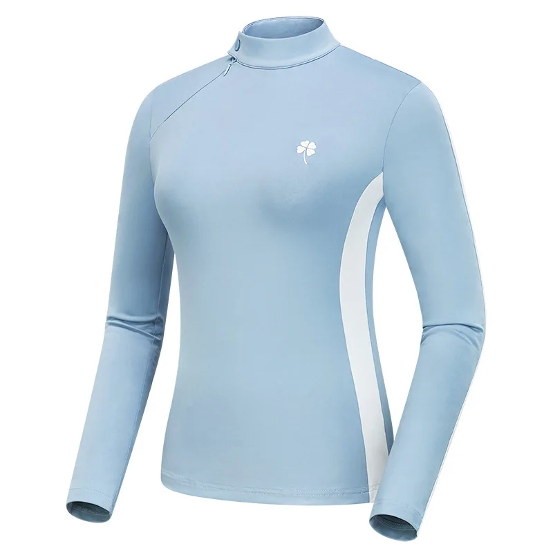 Женская футболка с длинным рукавом и воротником-стойкой