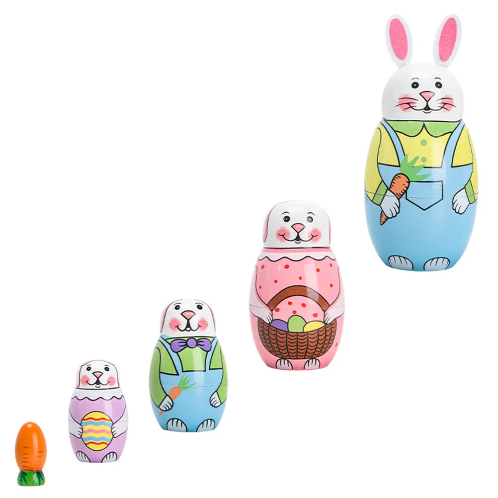 

Bunny Nesting Painted Stacking Dolls Home Decoration Toy Adorable Matryoshkas Wood Toys Child Russian