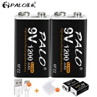 PALO 1200mAh micro USB 9 Вольт литий-ионная аккумуляторная батарея 6F22 9 V литий-ионный аккумулятор для радиоуправляемого вертолета модель микрофона игрушка