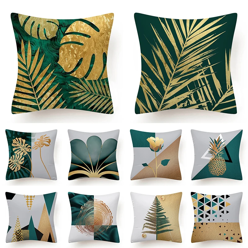 

Ginkgo Biloba Polyester Sofa Pillow Cover Leaves Plant Cushoion Cover Waist Throw Pillow Case Bedroom Home Decorative 45*45cm