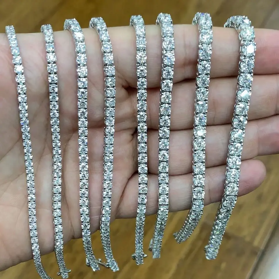 

2022 New Trendy 3/4/5mm Rose Gold Color Silver Color on Hand Tennis Bracelet Bangle for Women on Hand Chain Gift Jewelry Z31