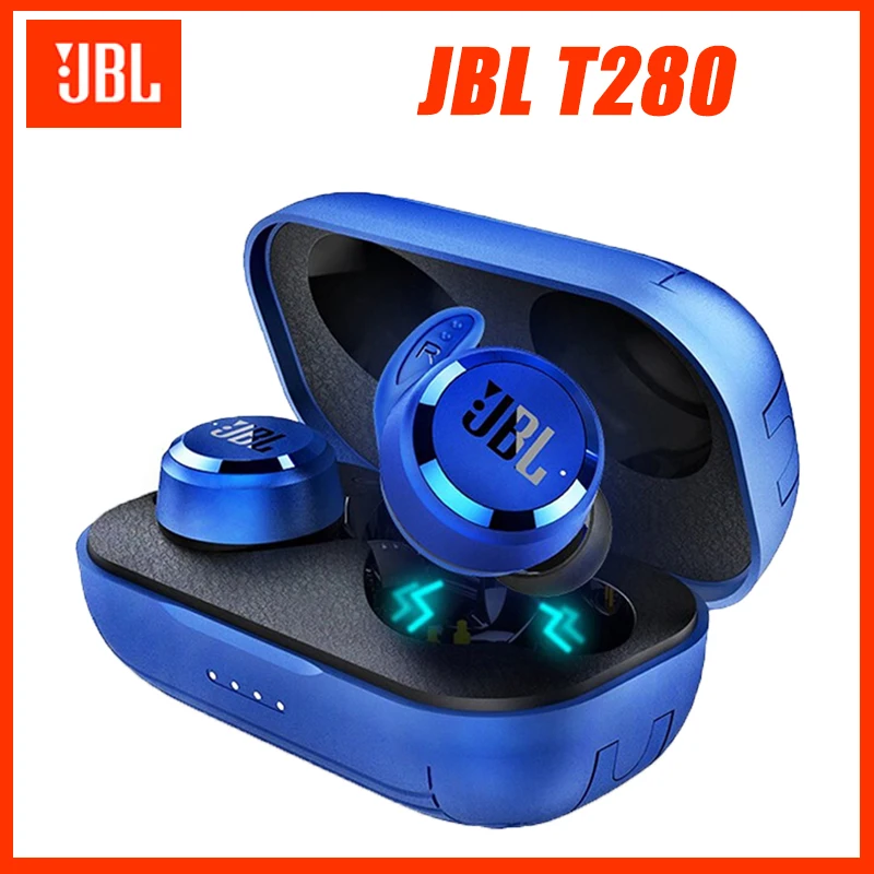 Original JBL T280 TWS Wireless Bluetooth Headphones Deep Bass Earphone Waterproof Headset Noise Cancelling Earbuds With Micphone