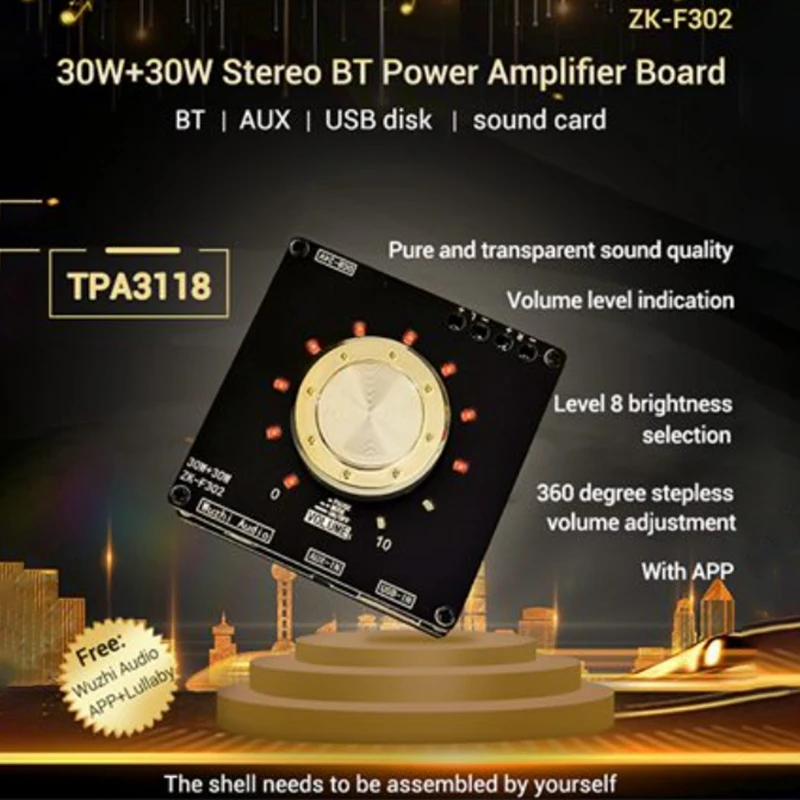 

ZK-F302 TPA3118 30W+30W Bluetooth Stereo Amplifier Board