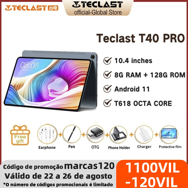 Teclast T40 Pro 8GB RAM 128GB ROM 10.4 inch Tablet 2000x1200 UNISOC T618 Octa Core 4G Network Wifi Android 11 Fast Charging