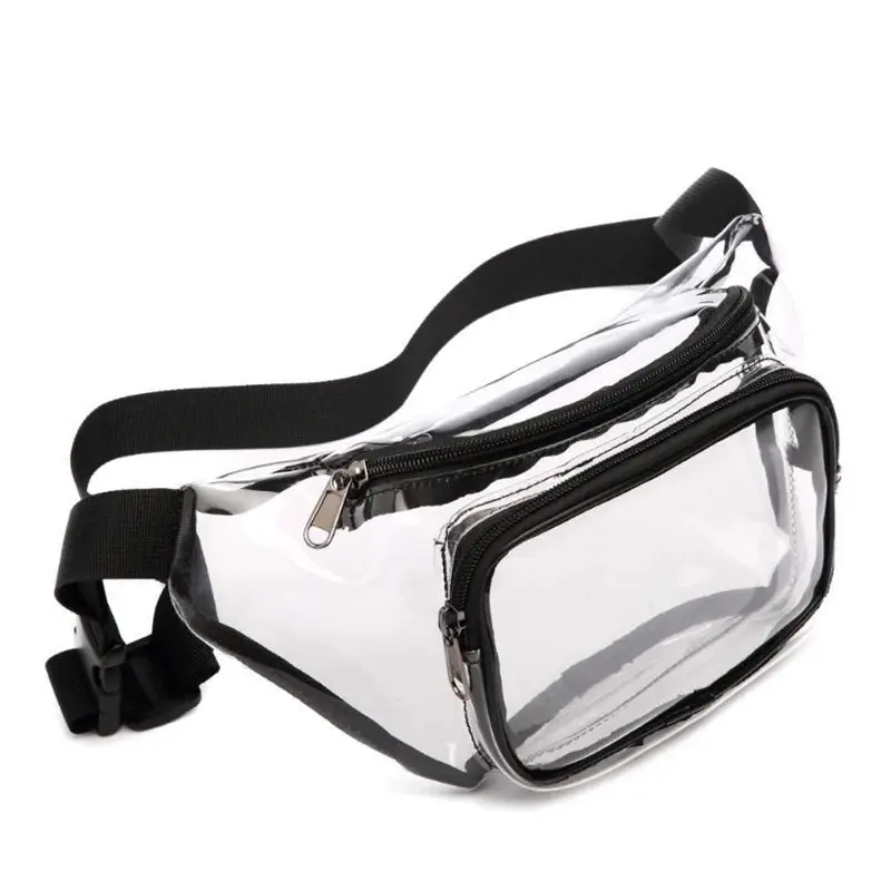 

Summer Women's PVC Clear Waist Bag Zipper Closure Adjustable Large Capacity Wear-Resistant Clear Jelly Messenger Bag Waist Bag